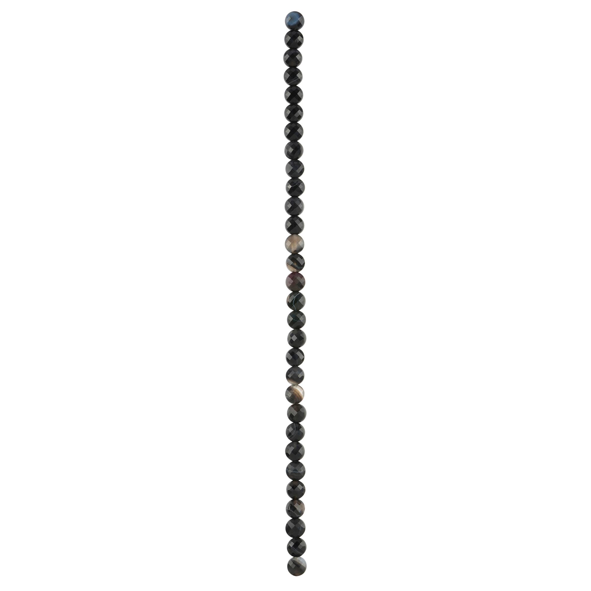 12 Pack: Black Faceted Agate Round Coin Beads by Bead Landing